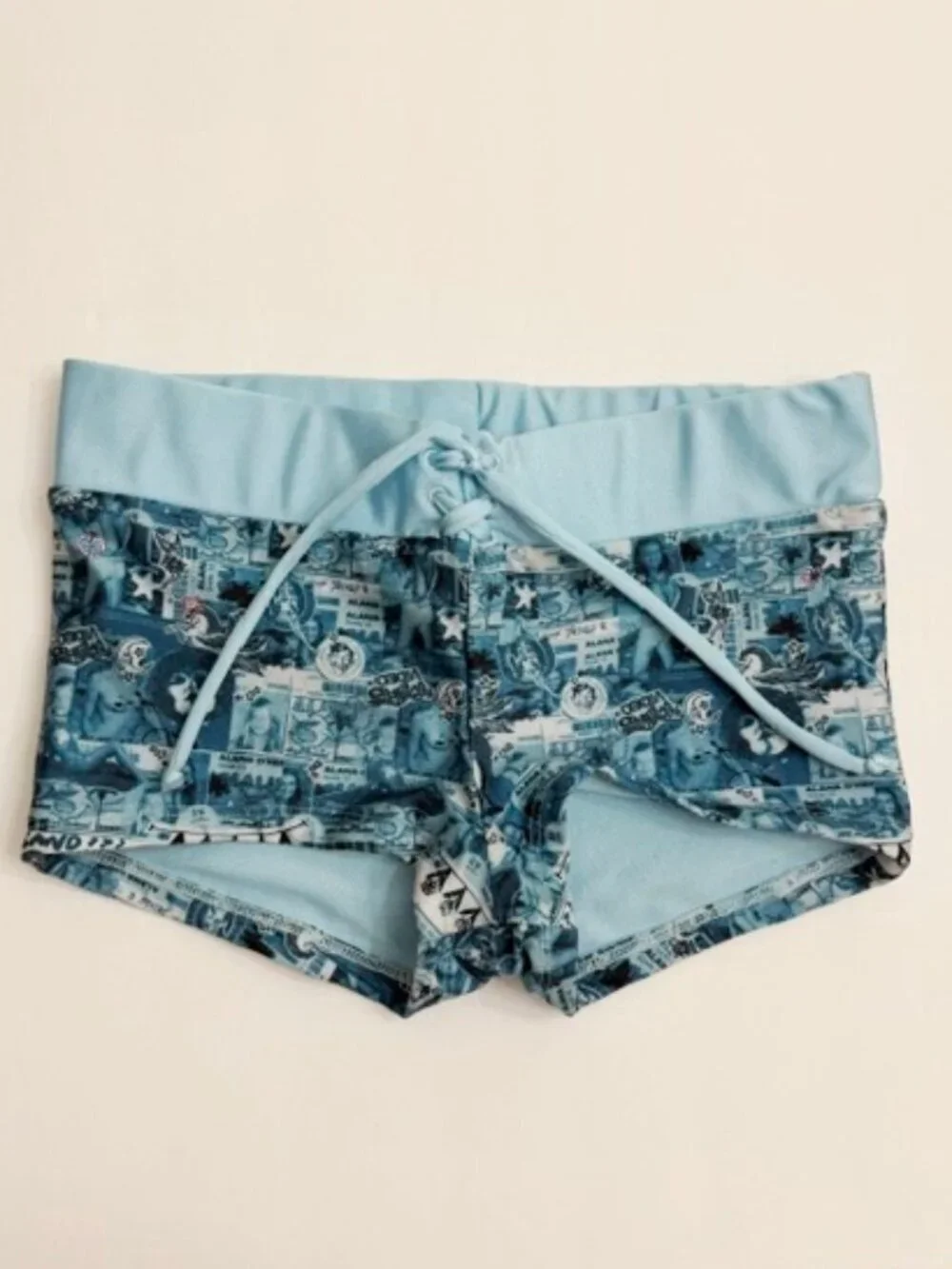 Frankies Bikinis Gidget Shine Full Coverage Bikini Bottom in Alana Blue Size M